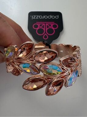 Paparazzi Rose Gold Crystal Leaf Hinge Bracelet